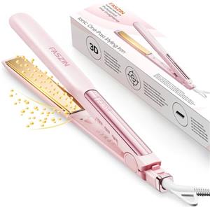 Faszin Piastra Capelli Professionale 2-In-1, Piastre Ioniche di Titanio, Riscaldamento In Soli 20 Secondi, Display LCD Chiaro, Ideale Per Capelli Lisci, Ricci e Mossi (Rosa)