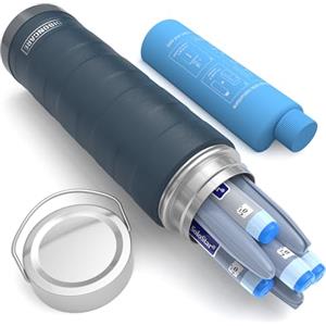 DISONCARE 74H Porta Insulina Termico da Viaggio 7 Penna Borsa Termica Piccola per Medicinali Borsa Frigo Farmaci Portatile per Diabetici con 2 ghiaccio丨QR Etichetta Medica(Blu)