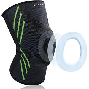 MYCARBON Ginocchiera Ortopedica Menisco Ginocchiera Sportiva per Rotula Legamenti Crociati Regolabile Antiscivolo Traspirante con Rondella Tutore Fascia per Uomo Donna(M)