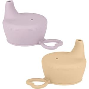 Vicloon 2 Pezzi Silicone Bevande Training Cup Coperchi, Coperchio per Bambini, in Silicone Alimentare, a Prova di Perdite, Senza BPA, Lavabile in Lavastoviglie (Albicocca/Viola Chiaro)