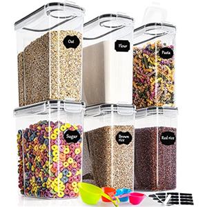 GoMaihe 4L Contenitori Alimentari per Cereali, Contenitori Ermetici Alimentari Plastica con Coperchio per Alimenti Set 6 Pezzi, Utilizzato per la Conservazione di Pasta, Cereali, Muesli, Farina