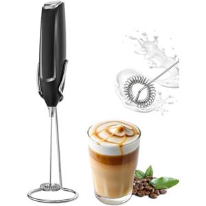 JIMYIU Frullino Montalatte Elettrico/milk frother with Stand, Schiumatore Latte con Supporto in Acciaio Inossidabile, Schiumino per Caffè Schiumoso, Cappuccino, Latte Macchiato