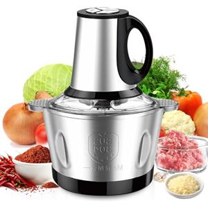 SINZUX 600W Electric Mini Food Chopper, 2L Ciotola in Acciaio Inossidabile, 3-Speed Electric Food Processor Per Cucina, Alimento per Bambini, Integratori Alimentari Animali