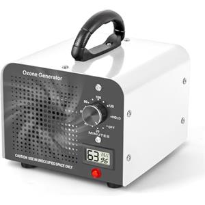 Zilchx Generatore di Ozono 60000mg/h, Purificatore d'Aria Ozono con Display della Temperatura e Dell'umidità e Timer da 120 minuti, Ozonizzatore per Auto, Casa, Fumo, Odori di Animali Domestici e Cucina