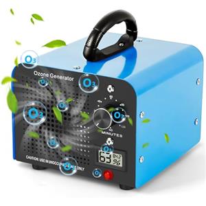 Zilchx Generatore di Ozono 60000mg/h, Purificatore d'Aria Ozono con Display della Temperatura e Dell'umidità e Timer da 120 minuti, Ozonizzatore per Auto, Casa, Fumo, Odori di Animali Domestici e Cucina