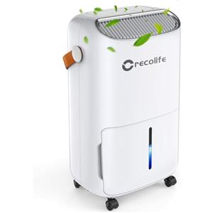 Crecolife Deumidificatore Casa a Risparmio Energetico 12L/Giorno, per 20 m² con Display Digitale e Pannello di Controllo Touch, Serbatoio 2.5L, 3 Modalità di Deumidificazione, 2 Opzioni di