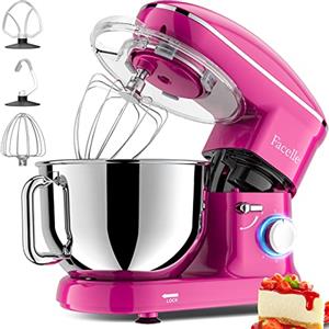 Facelle Impastatrice Planetaria Facelle Robot da Cucina 1500W Mixer Cucina 6,5 L Basso Rumore Multifunzione Impastatrice Professionale con Ganci Impastatore 6 Velocità, lavabile in lavastoviglie(Viola)