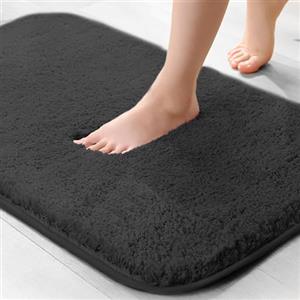 wyewye Tappetino da bagno in microfibra, 2 cm, super assorbente, 40 x 60 cm, nero