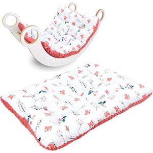 Totsy Baby Cuscino da pavimento bambini 70x110 cm- tappetino neonati grande per palestrina e arco montessori tappeto gioco neonato gattonamento morbido bebe materassino Volpe con Terracotta