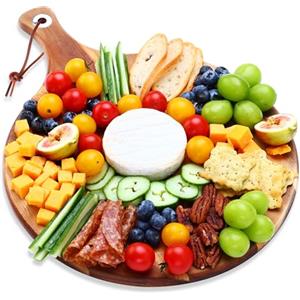 hecef Tagliere per Formaggi, Taglieri per Aperitivi in Legno, Tagliere da Cucina, Tagliere di Salumi con Manico per Serate Gourmet, Regali di Compleanno, Nozze, Mamme - Cheese Board 30.5 cm (Rotondo)