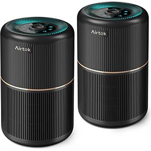 AIRTOK 2PC Purificatore Aria, Purificatore d'Aria con Spugna Aromatica,H13 HEPA Air Purifier rimuove polvere,odori di animali domestici, filtro d'aria a 4 stadi|3 velocità della ventola