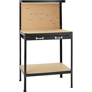 TecTake Banco da Lavoro | in Metallo Ripiegabile | con Pannello portautensili (81 x 41 x 145 cm | No. 402749)