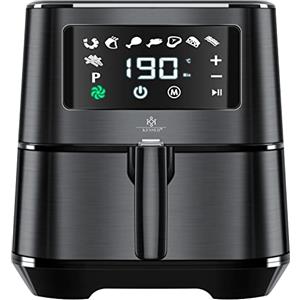 KESSER® Friggitrice ad aria calda XXL da 5,5 litri in acciaio inox | incluso cestello per il pane | Friggitrice da 1700 W Friggitrice ad aria | 8 programmi |✓ Forno ✓ Convezione ✓ Grill, Nero