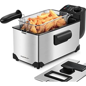 Aigostar Friggitrice 2200Watts, Capacità 3 Litri con Finestra, Controllo di Temperatura, Ciotola d'Olio Removibile