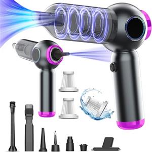 Kedifoai Aspirabriciole Senza Fili, 20000Pa 4 in 1 Aspirapolvere Auto Portatile,Aspiratore e Soffiatore con Motore Brushless,USB C Mini Aspirapolvere Potente per Auto Casa Ufficio Peli di Domestici (Purple)