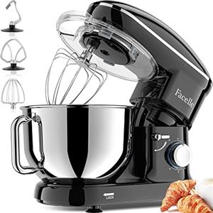 Facelle Impastatrice Planetaria Facelle Robot da Cucina 1500W Mixer Cucina 6,5 L Basso Rumore Multifunzione Impastatrice Professionale con Ganci Impastatore 6 Velocità, lavabile in lavastoviglie(Nero)
