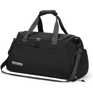 Damcyer Borsone Da Viaggio, 35L Borsone Palestra Borsone Da Viaggio Donna Con Scomparto Per Scarpe e Tasche Umide Impermeabili, Borse Sportive Per Sport Viaggi Nuoto Yoga Escursionismo, Nero Retrò