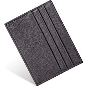 URAQT Portacarte, Porta Carte Uomo e Donna, Porta Carte Credito in Pelle Slim con 6 Slot e 1 Tasca, Portafoglio Slim Sottile per Carte D'identità, Carte di Credito, Patente di Guida(Marrone Scuro)
