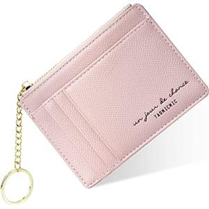 URAQT Porta Carte di Credito, Portafogli in Pelle per Uomo e Donna Portafoglio Porta Carte, Portafogli Slim Portacarte Portafoglio Card Holder per Carta e Contanti (Rosa#zip)