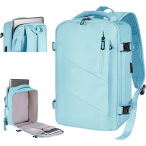 Gluckstar Zaino Ryanair/Wizzair 40X20X25, Zaino da Viaggio Cabina Bagaglio a Mano 15 Pollici Zaino Porta Pc Donna Uomo, Borse da Viaggi Trekking Zaini Aereo Lavoro Zainetto 20L Blu Turchese