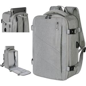 Gluckstar Zaino Ryanair/Wizzair 40X20X25, Zaino da Viaggio Cabina Bagaglio a Mano 15 Pollici Zaino Porta Pc Donna Uomo, Borse da Viaggi Trekking Zaini Aereo Lavoro Zainetto 20L Grigio Chiaro
