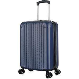 R.Leone Valigia 55x35x25 cm Trolley Bagaglio a mano 4 Ruote in ABS Air Asia, Air France, ita airways e KLM 318 (Blu, Valigia 55x35x25 cm)