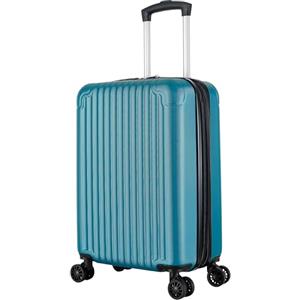 R.Leone Valigia 55x35x25 cm Trolley Bagaglio a mano 4 Ruote in ABS Air Asia, Air France, ita airways e KLM 318 (Verde Scuro, Valigia 55x35x25 cm)