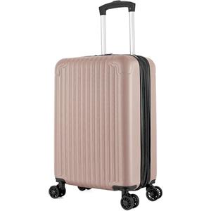 R.Leone Valigia 55x35x25 cm Trolley Bagaglio a mano 4 Ruote in ABS Air Asia, Air France, ita airways e KLM 318 (Rose Gold, Valigia 55x35x25 cm)