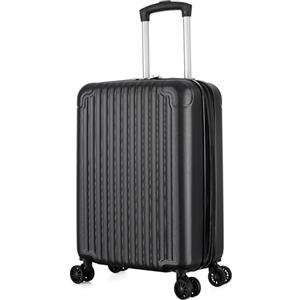 R.Leone Valigia 55x35x25 cm Trolley Bagaglio a mano 4 Ruote in ABS Air Asia, Air France, ita airways e KLM 318 (Nero, Valigia 55x35x25 cm)