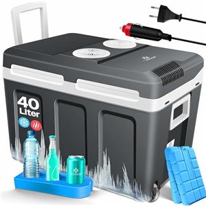 KESSER® Frigo box 40L con ruote | per mantenere il calore e il raffreddamento | frigo box termoelettrico | 12 Volt e 230 Volt| Mini frigo | Box termico per auto| incl. Pacchetti di raffreddamento
