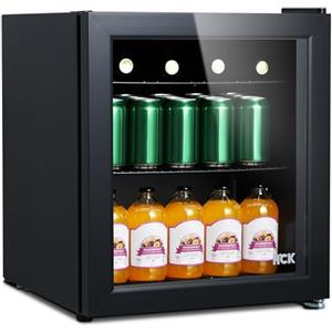 HCK Mini Frigo, Refrigeratore Bevand 48L, 0-15°C, 2 Ripiani Regolabili, Mini Bar Interno, Piccolo Frigorifero per Campeggio, Deposito di Birre, Vini, Nero