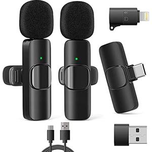 VOVIGGOL Microfono Lavalier Wireless per iPhone iPad Androide e PC, 2,4 GHz No Bluetooth Microfono Smartphone Microfono Telefono Mini Mic Senza Fili per Registrazione video TikTok YouTube Facebook