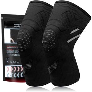 YOLONCE 2 Pezzi Supporto per Ginocchio da Uomo/Donna,Ginocchiera Ortopedica,Supporto per Artrite,Tutore Fascia Ginocchio per Sport,Nero,L
