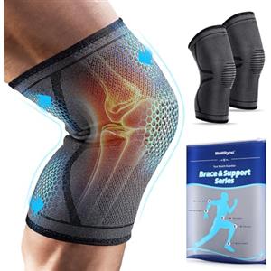 WellSync Ginocchiera Ortopedica Compressione Tutore Ginocchio Sportiva Ginocchiere Palestra per Dolori Articolari Rottura del Menisco Artrite Fascia Ginocchio per Sport Corsa Jogging, Set da 2