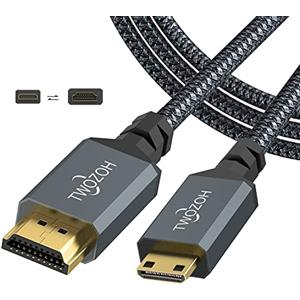 Twozoh Cavo Mini HDMI a HDMI 2M, Mini HDMI Tipo C a HDMI Tipo A(Mini HDMI Maschio a HDMI Maschio) supporta 4K/60Hz 1080p 2.0a/b 2.0/1.4a
