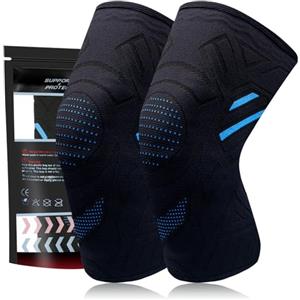 YOLONCE 2 Pezzi Supporto per Ginocchio da Uomo/Donna,Ginocchiera Ortopedica,Supporto per Artrite,Tutore Fascia Ginocchio per Sport,Blu,L
