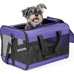 Conlun Trasportino per cane a parete morbida, Grande borsa per gatti con guinzaglio di sicurezza, Trasporto per gatti grandi e cani medi fino a 9 kg, Borsa pieghevole per cuccioli -Viola,L
