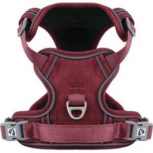 COMSLE Pettorina Cane Taglia Grande Media Piccola, Pettorina Cane ad h Riflettente, Pettorina Anti Tiro per Cani Regolabile con Doppio Anello, Imbracatura Cani Traspirante, Rosso, S