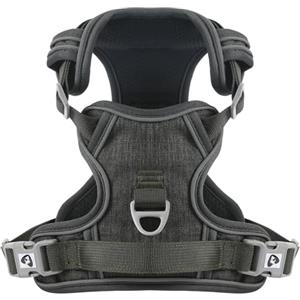 COMSLE Pettorina Cane Taglia Grande Media Piccola, Pettorina Cane ad h Riflettente, Pettorina Anti Tiro per Cani Regolabile con Doppio Anello, Imbracatura Cani Traspirante, Verde Scuro, S