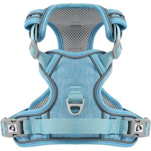 COMSLE Pettorina Cane Taglia Grande Media Piccola, Pettorina Cane ad h Riflettente, Pettorina Anti Tiro per Cani Regolabile con Doppio Anello, Imbracatura Cani Traspirante, Blu Chiaro, S
