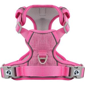 COMSLE Pettorina Cane Taglia Grande Media Piccola, Pettorina Cane ad h Riflettente, Pettorina Anti Tiro per Cani Regolabile con Doppio Anello, Imbracatura Cani Traspirante, Rosa, S