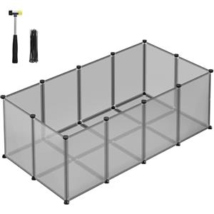 SONGMICS Recinto per Animali con Fondo, Recinzione per Animali di Piccola Taglia, Gabbia in Plastica da Interno per Criceti Conigli Ricci Porcellini d'India, 125 x 63 x 42 cm, Grigio LPC001G01