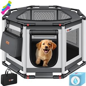 LOVPET® Box per cuccioli per interni ed esterni, con beccuccio per cuccioli, in tessuto Oxford, per animali di piccola taglia, cani, gatti, telaio in tubi in PVC, 62cm x 112cm x 112cm