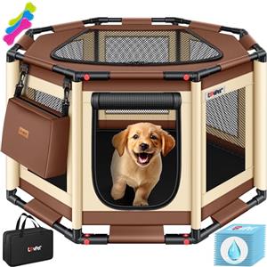 LOVPET® Box per cuccioli per interni ed esterni, con beccuccio per cuccioli, in tessuto Oxford, per animali di piccola taglia, cani, gatti, telaio in tubi in PVC, 62cm x 112cm x 112cm
