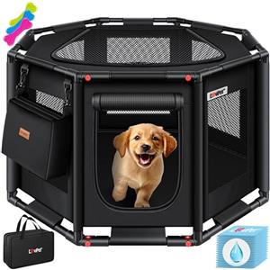LOVPET® Box per cuccioli per interni ed esterni, con beccuccio per cuccioli, in tessuto Oxford, per animali di piccola taglia, cani, gatti, telaio in tubi in PVC, 62cm x 112cm x 112cm