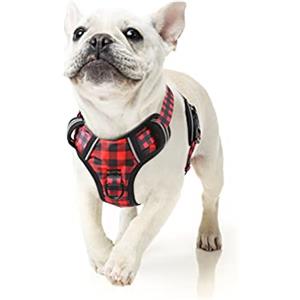 HEELE Pettorina per Cani No-pull Pettorina Cane con Manico Imbracatura Riflettente Traspirante, Pettorina Cane Taglia Piccola per Camminare, Addestrare Le Passeggiate, Plaid Nero-Rosso, S