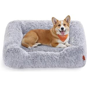 Feandrea Cuccia per Cani, Divano per Cani, 91 x 68 x 18 cm, Cuscino per Animali, Imbottitura Morbida Bordi Rialzati, Copertura Sfoderabile e Lavabile in Lavatrice, Antiscivolo, Grigio Ombré PGW272G01