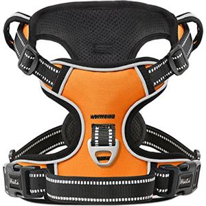 HEELE Pettorina Cane Taglia Media Riflettente Pettorina Addestramento Cani Anti Tiro con 2 Ganci in Metallo + Comodo Maniglia, Gilet per Cani Regolabile per Camminare, Arancione, M