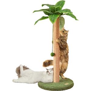 MEOWOOU 84 cm Tiragraffi per Gatti Alto con Corda in Sisal Da Interno Adulti Graffiatoio Carino per Gattini Graffiatoio Verde Palo