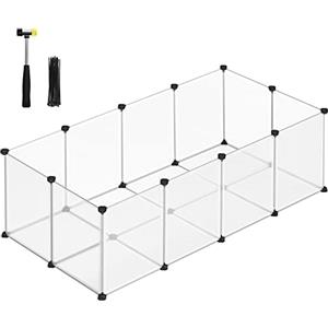SONGMICS Recinto per Animali con Fondo, Recinzione per Animali di Piccola Taglia, Gabbia in Plastica da Interno per Criceti Conigli Ricci Porcellini d'India, 143 x 73 x 46 cm, Bianco LPC02W